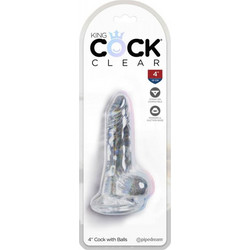 Pipedream King Cock 4" Ρεαλιστικό Dildo με Βεντούζα & Όρχεις 10cm Clear