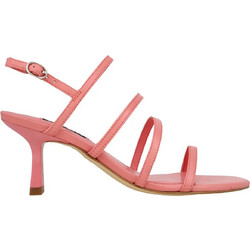 Nine West SMOOTH Γυναικεία Πέδιλα Δερμάτινα Ροζ με Λεπτό Χαμηλό Τακούνι