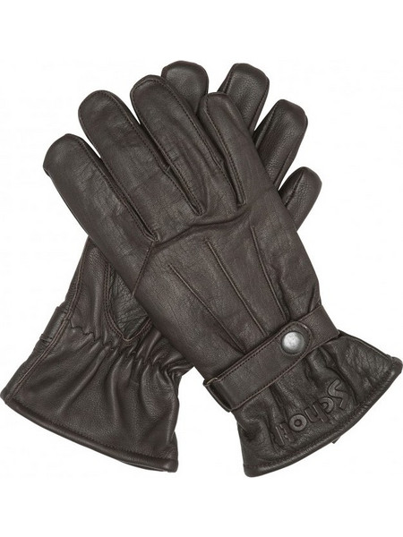 SCHOTT ΓΑΝΤΙΑ LEATHER GLOVES BUFFLE LOGO 3D BROWN