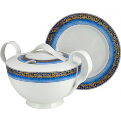 WM Collection Σετ Πιάτα Φαγητού Πορσελάνης Blue 72τμχ