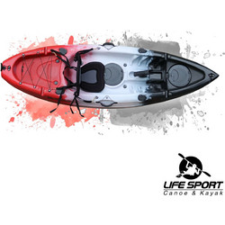 Kayak Life Sport Timo VK-05 Πλαστικό Kayak 1 Ατόμου Μαύρο Άσπρο Κόκκινο