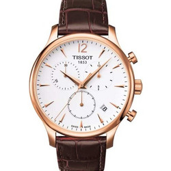 Tissot Tradition Ανδρικό Ρολόι Χρονογράφος με Καφέ Δερμάτινο Λουράκι T063.617.36.037.00