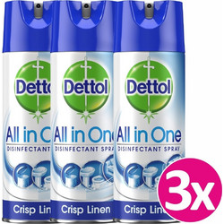 Dettol All in One Disinfectant Crisp Linen Spray 3x400ml