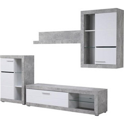 Κέντρο Ψυχαγωγίας Rosso Γκρι Concrete/Λευκή Λάκκα 266.5x41.5x186εκ