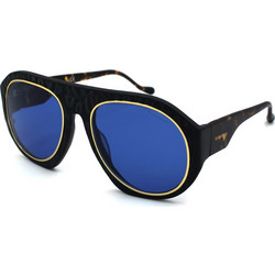 Borbonese Eclissi 00/55 Γυναικεία Γυαλιά Ηλίου Aviator Κοκάλινα Μαύρα με Μπλε Polarized Φακό
