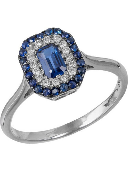 Λευκόχρυσo δαχτυλίδι με Ζαφείρι Emerald και Brilliant Κ18 041175 041175 Χρυσός 18 Καράτια