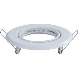 Βάση Spot V-TAC GU10 μεταλλική χωνευτή στρογγυλή ρυθμιζόμενη Φ93*27mm κοπή Φ70mm με λευκό πλαίσιο 8938