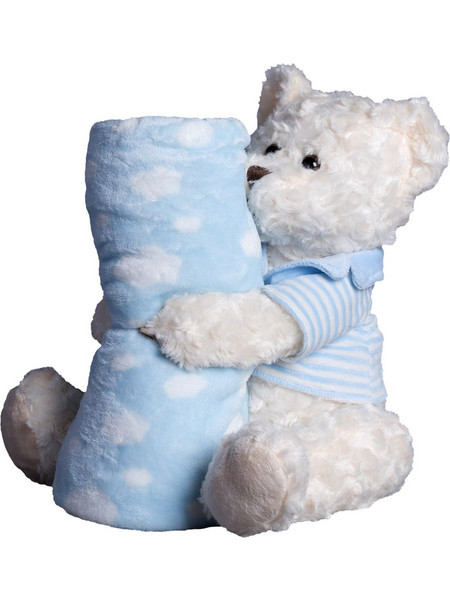 Silk Fashion Fluffy Bear Κουβέρτα Αγκαλιάς Fleece με Λούτρινο 80x120 Γαλάζια