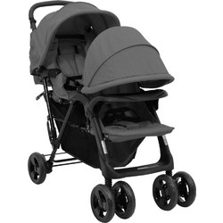 vidaXL Twin Καρότσι για Δίδυμα Steel Dark Grey 10348