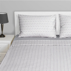 Παπλωματοθήκη υπέρδιπλη 220X240cm βαμβακερή με 2 μαξιλαροθήκες πουά γκρι c419146