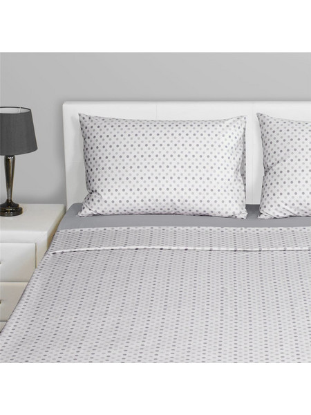 Παπλωματοθήκη υπέρδιπλη 220X240cm βαμβακερή με 2 μαξιλαροθήκες πουά γκρι c419146