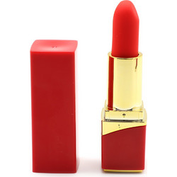 10 Speeds Red Rechargeable Silicone Vibrating Lipstick 9,2 cm