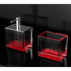 COLORI Glass Design Μοντέρνα Αξεσουάρ Μπάνιου Ποτηροθήκη και Dispenser σε 4 Χρώματα Κόκκινο