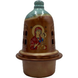 Καντήλι καμπάνα εκκλησία κεραμικό12.5x18.5cm πράσινο/καφέ