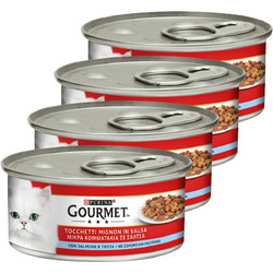 Purina Gourmet Κομμάτια Πέστροφας & Σολομού 4x195gr