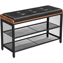 Vasagle Παπουτσοθήκη Σκαμπό Μεταλλική Μ80xΠ30xΥ48cm LBS75X