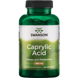 Swanson Caprylic Acid 600mg Πεπτικό Βοήθημα 60 Μαλακές Κάψουλες