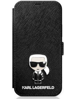 Karl Lagerfeld Saffiano Ikonik Back Cover Black (iphone 12 mini)