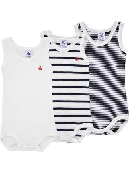 Petit Bateau Σετ Φορμάκια Εσώρουχα Αμάνικα για Αγόρι Μαύρο Λευκό A02EI-00