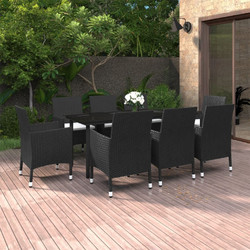 vidaXL Σετ Τραπεζαρία Κήπου Rattan 9τμχ Μαύρο 3099732