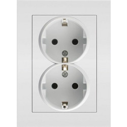 Entac Arnold Recessed Wall Socket 2x Earthed White - (ERWS2E-ARN-W)