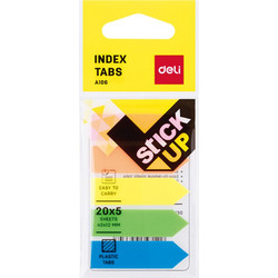 DELI Σελιδοδείκτες Film Βέλος 5 Χρώματα PP 12x43mm 5x20 sheets A10602