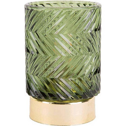 Κηροπήγιο Με Φωτισμό Led Zig Zag PT3689GR 8,5x13cm Dark Green Present Time Γυαλί