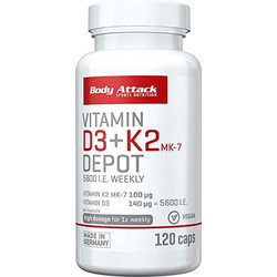 Body Attack Vitamin D3 + K2 Depot 120 Κάψουλες
