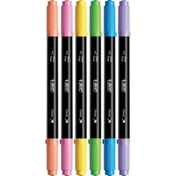 BIC Intensity Dual Tip Highlighters - Στυλό 0.4 Fineliner Bic Υπογραμμιστής και Στυλό Διπλή Μύτη σε Σετ 6 χρωμάτων με 503828