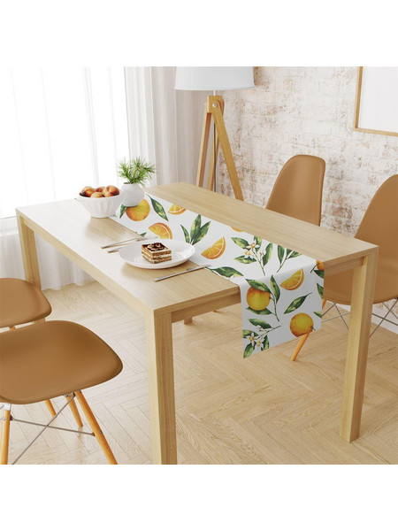 Τραβέρσα Αλέκιαστη Oranges 474 40X180 White-Orange 70/30 Cott/Pol