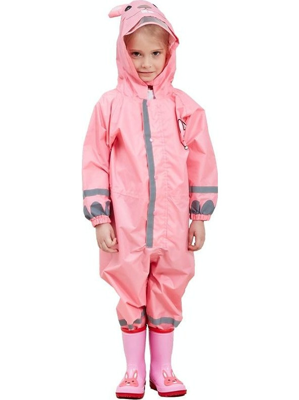 Children One-Piece Raincoat Boys And Girls Lightweight Hooded Poncho, Size: L(Pink) (OEM)