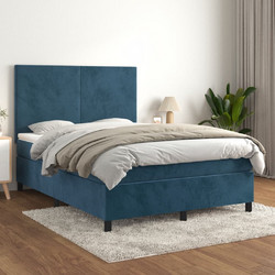 vidaXL Κρεβάτι Boxspring Σκούρο Μπλε με Στρώμα Βελούδινο 140x200cm 3142909