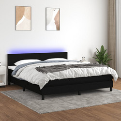 vidaXL Κρεβάτι Υπέρδιπλο Υφασμάτινο LED 180x200cm +Στρώμα 3133015