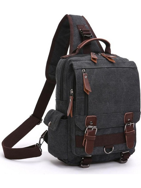 Outdoor Travel Messenger Canvas Chest Bag, Color: Black (OEM)