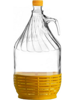 Stabplast Νταμιτζάνα Γυάλινη 5L Με Πλαστικό Ψαθάκι
