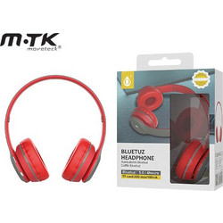 Moveteck C6391 Ενσύρματα & Ασύρματα Bluetooth Ακουστικά Over Ear Κόκκινα