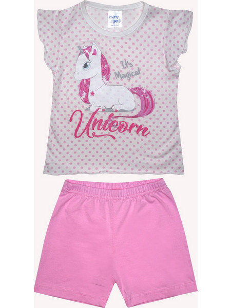 Pretty Baby Unicorn Παιδική Πιτζάμα Βαμβακερή Καλοκαιρινή Ροζ 65527-464
