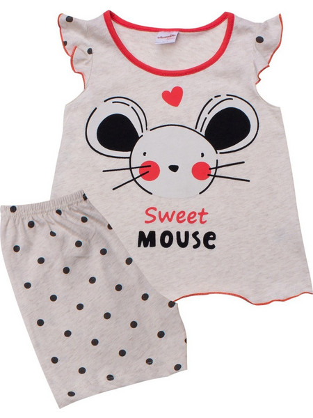 Minerva Sweet Mouse Παιδική Πιτζάμα Βαμβακερή Καλοκαιρινή Εκρού 90-61785-140