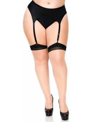 LEG AVENUE - PLUS LYCRA SHEER 2 TONE THIGH HIGH WITH BACKSEAM AND CUBAN HEEL