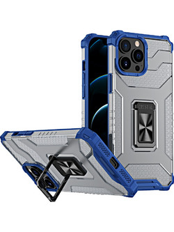 Hurtel Crystal Ring Case Kickstand Tough Rugged Back Cover Blue (iPhone 13 Pro)