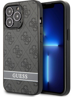 Guess 4G Logo Collection Printed Stripe Θήκη Grey / Black (iPhone 13 Pro)