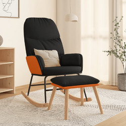 vidaXL Κουνιστή Πολυθρόνα με Υποπόδιο Μαύρη 3097406