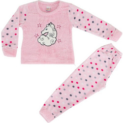 Unicorn κοριτσίστικη fleece πυτζάμα ροζ W23