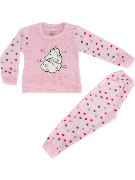 Unicorn κοριτσίστικη fleece πυτζάμα ροζ W23