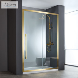 Καμπίνα Ντουζιέρας Ευθύγραμμη Devon Noxx 149-151x200cm Clean Glass Gold Brushed