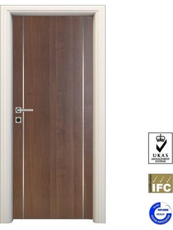 Εσωτερική πόρτα Laminate διχρωμία Bianco 3D/Καρυδιά inox