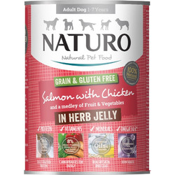 Naturo Adult Dog Grain & Gluten Free Chicken & Salmon in Herb Jelly 390gr