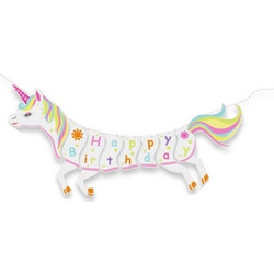 Γιρλάντα Happy Birthday 2.5m Μονόκερος