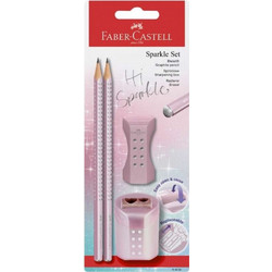 Faber-Castell Sparkle Roll On Σετ 2 Μολύβια+Γόμα+Ξύστρα Metallic Ροζ