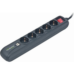 Energenie Power Strip With USB Charger 5 Sockets 1.5m USB 2A Black SPG5-U2-5